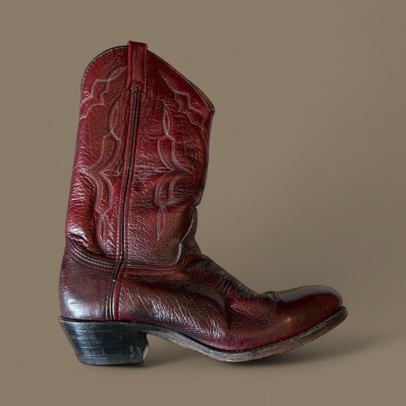 Vintage Heritage West Cowboy Leather Boots Maroon Western 8/12 D - Picture 2 of 7